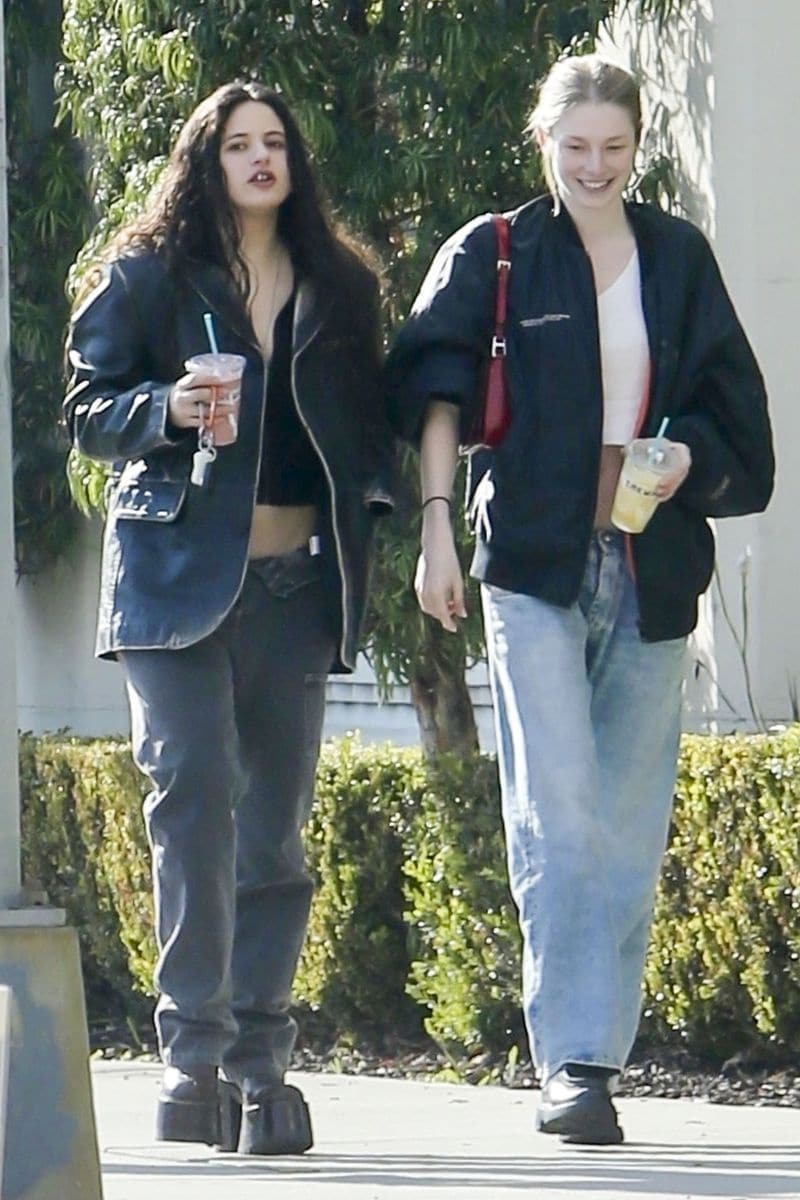 
Singer Rosalía and actress Hunter Schafer were seen drinking milkshakes at Erewhon before heading to the HD Buttercup store to shop for furniture in Los Angeles. 