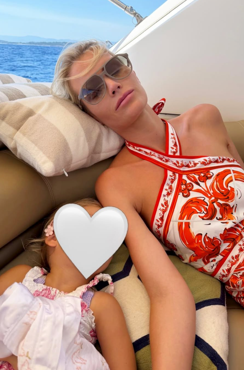 Lady Kitty Spencer shared a tender moment with Athena as the mother-daughter duo relaxed together during a day at sea.