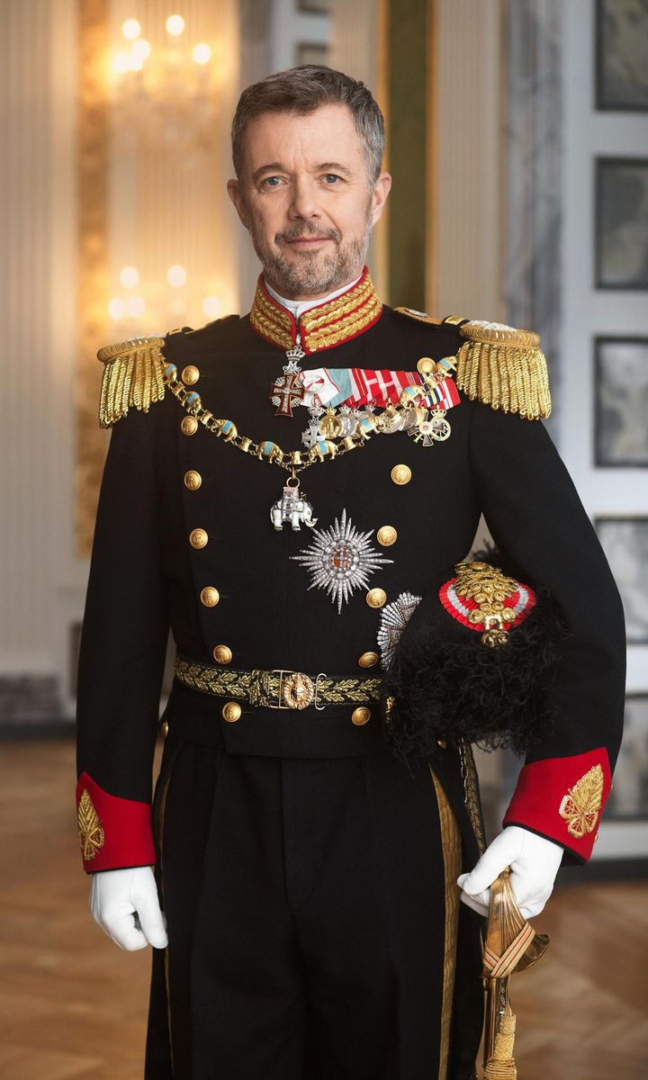 His Majesty, pictured in the navy's full-dress uniform with the the Order of the Elephant and the breast star of the Order of Dannebrog, became the King of Denmark on Jan. 14, 2024. Frederik succeeded his mother Queen Margrethe, who abdicated on the 52nd anniversary of her accession.