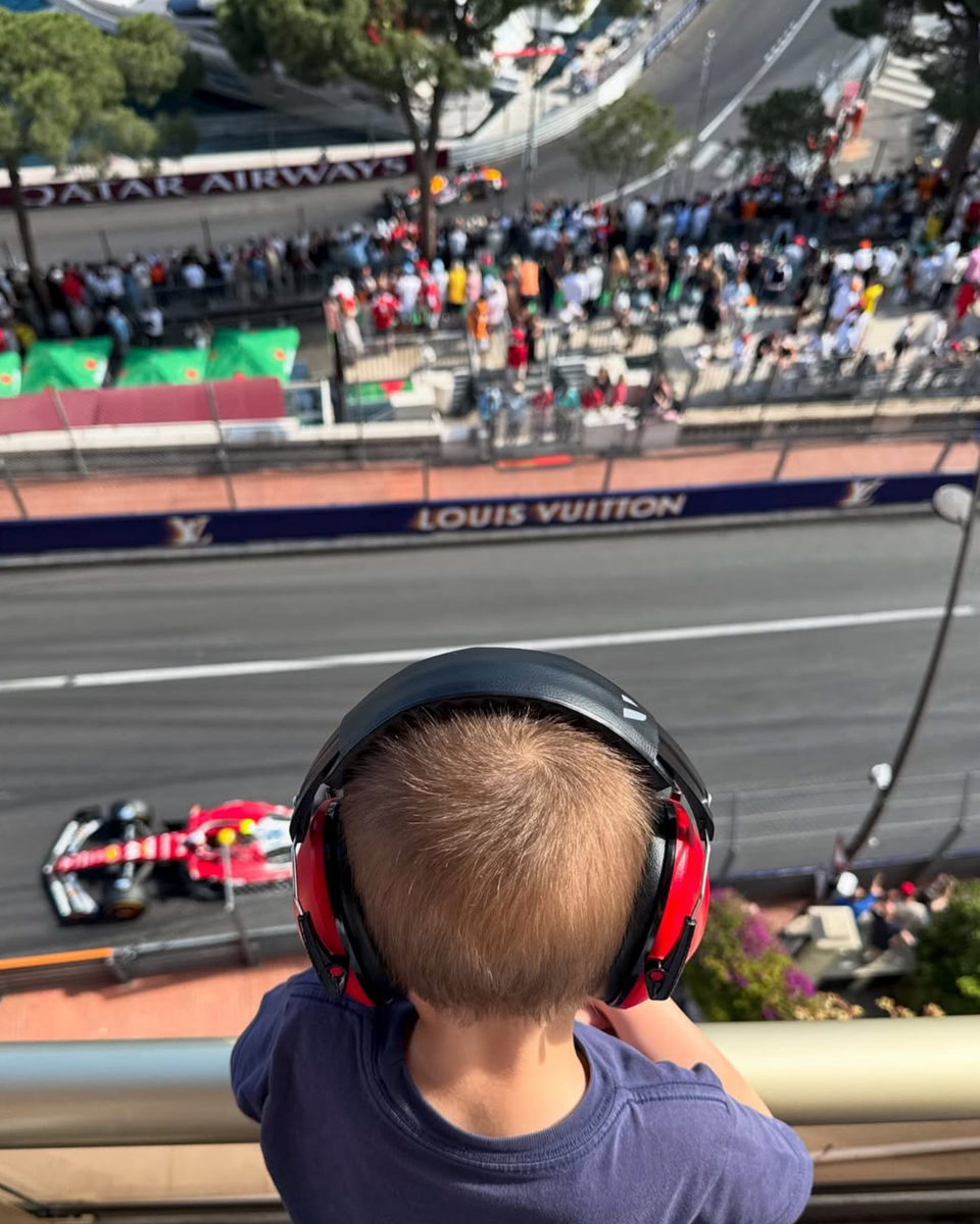 One of Eleonore and Jérôme’s children takes in the action at the Monaco Grand Prix, a fitting family moment given Jérôme’s longtime career in motorsport.