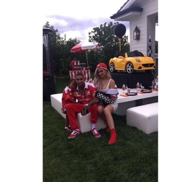 Kylie and her boyfriend Tyga celebrated his son's fourth birthday with a Ferrari-themed birthday party.
Photo: Instagram/@kylizzlesnapchats