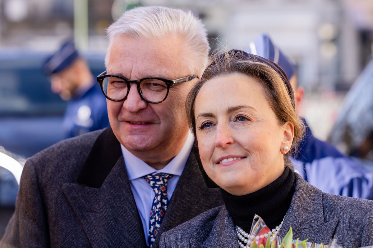 Prince Laurent and Princess Claire of Belgium attending the annual mass in 2025
