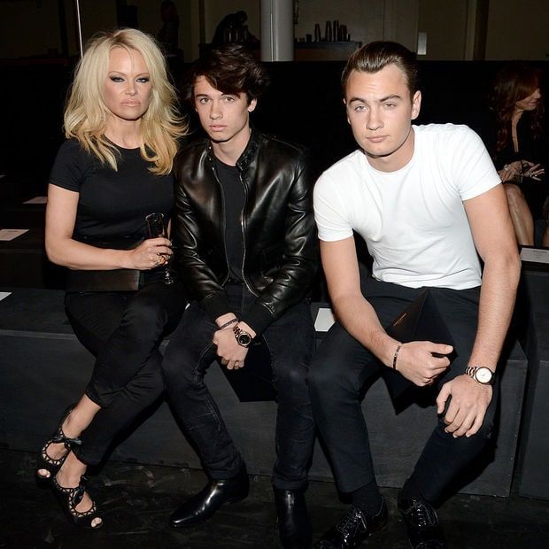 Pamela Anderson with sons Dylan Lee and Brandon Lee.
Photo: Getty Images for SAINT LAURENT