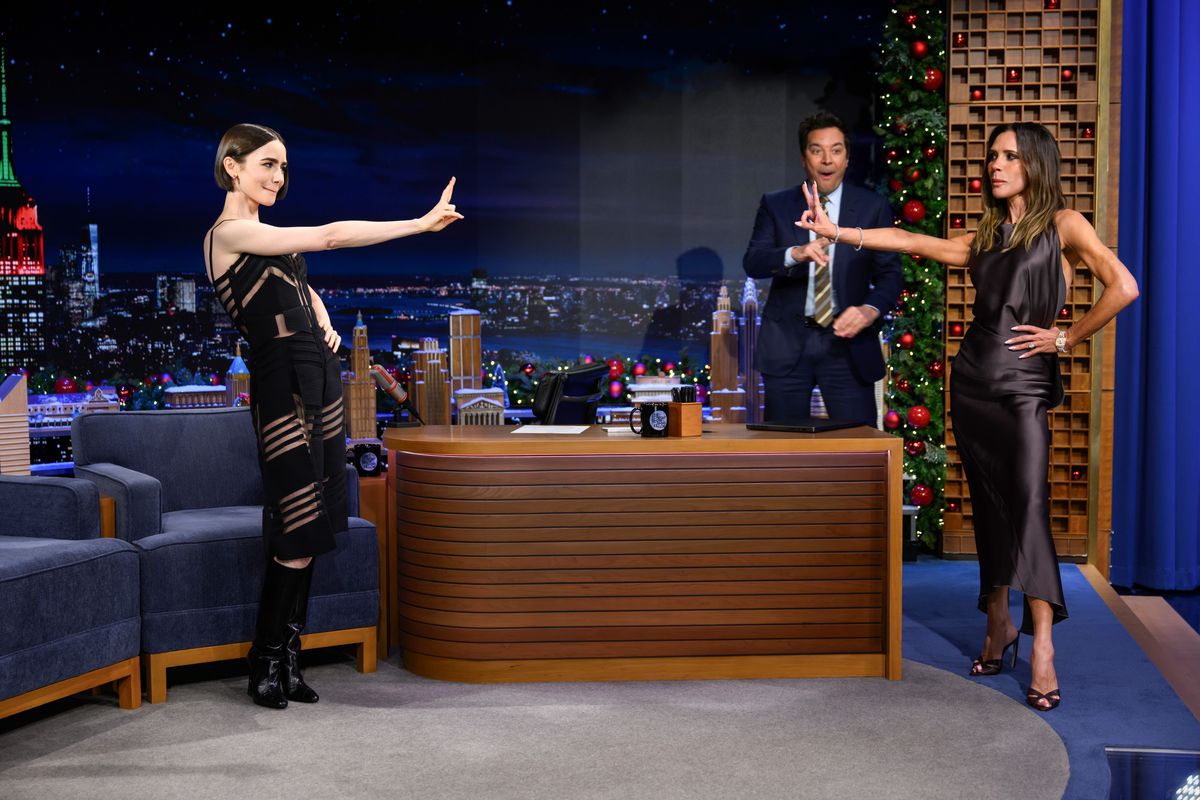Collins and Beckham threw one of Posh Spice's legendary poses at Fallon's show
