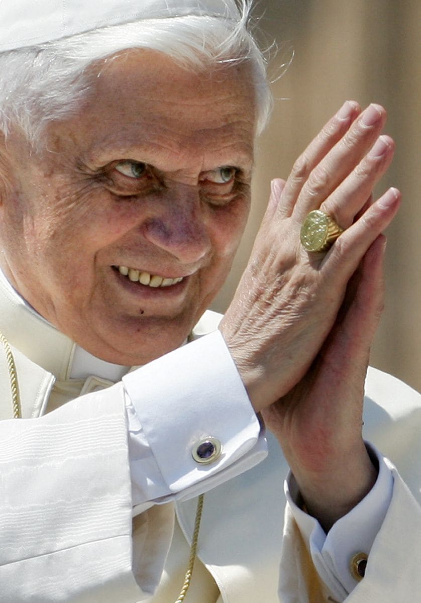 Pope Benedict XVI’s Fisherman’s Ring (2005), a gold symbol of St. Peter’s legacy.