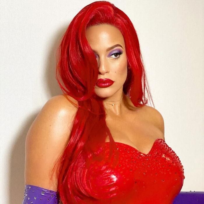 Ashley Graham Jessica Rabbit makeup close up