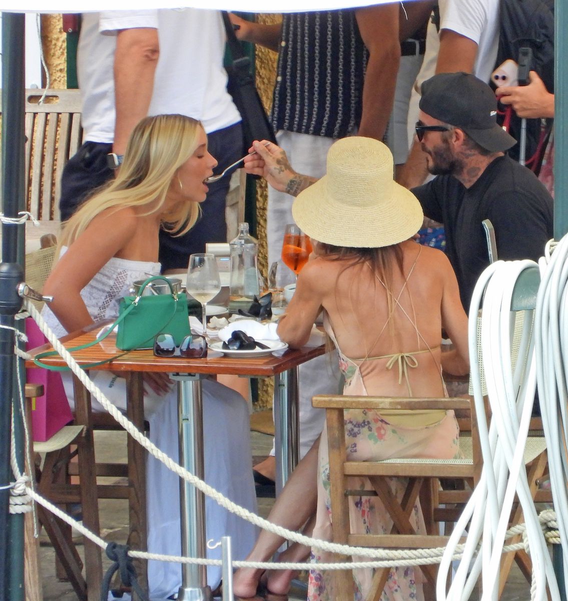 David Beckham was spotted enjoying a family outing in Portofino with his wife Victoria Beckham and daughter Harper Seven Beckham.