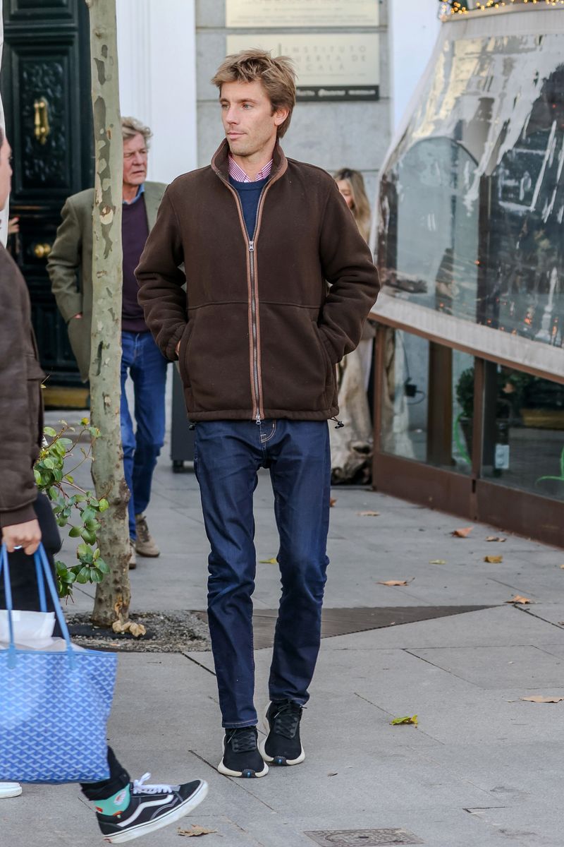 Ernest of Hanover and his son Christian leave a restaurant