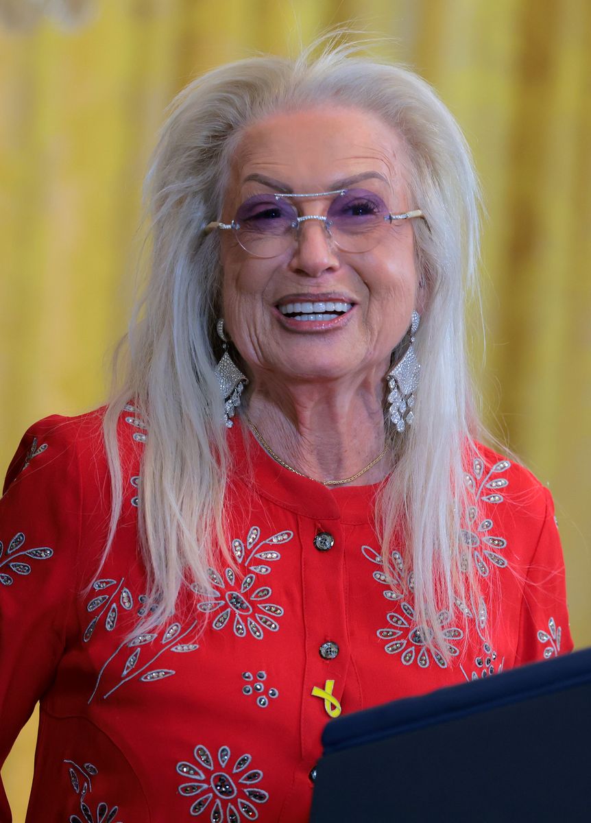 Miriam Adelson speaks during a Hanukkah Reception with U.S. President Donald Trump 