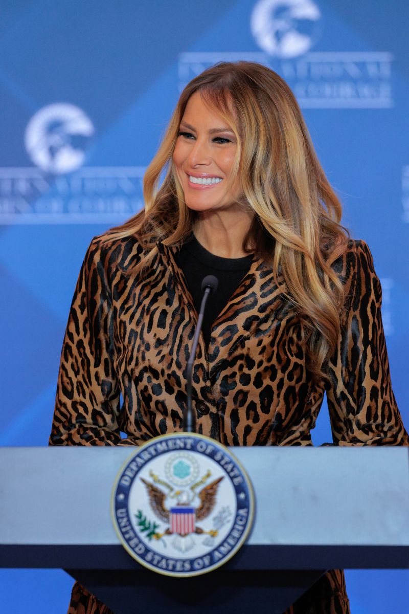 First lady Melania Trump delivers remarks during the International Women of Courage Award ceremony 