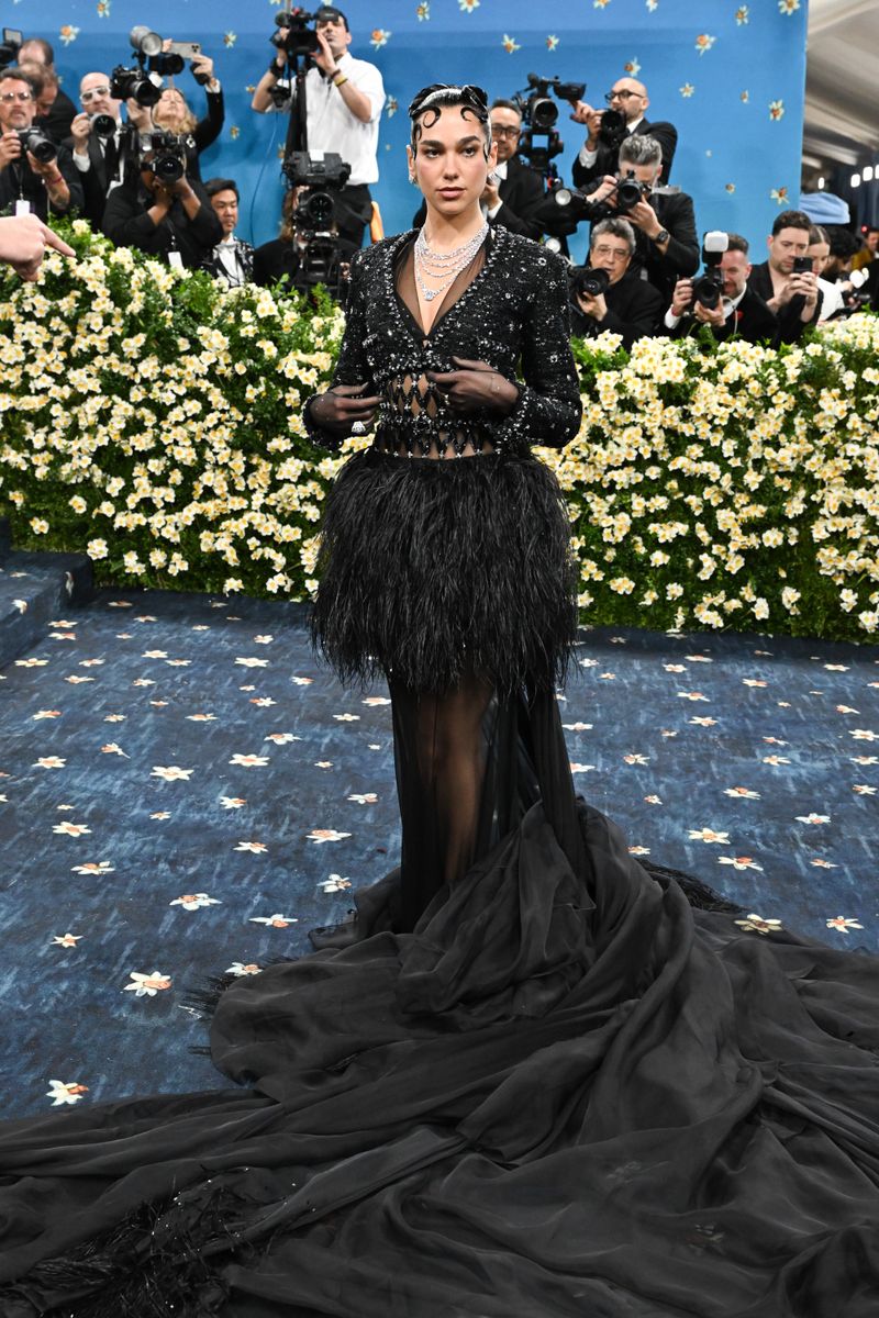 Dua Lipa at The 2025 Met Gala Celebrating "Superfine: Tailoring Black Style" held at the Metropolitan Museum of Art