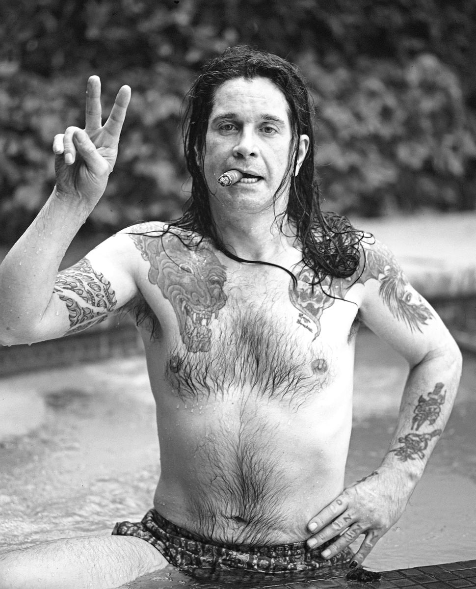 Ozzy in his swimming pool in Beverly Hills, California, in June 1987