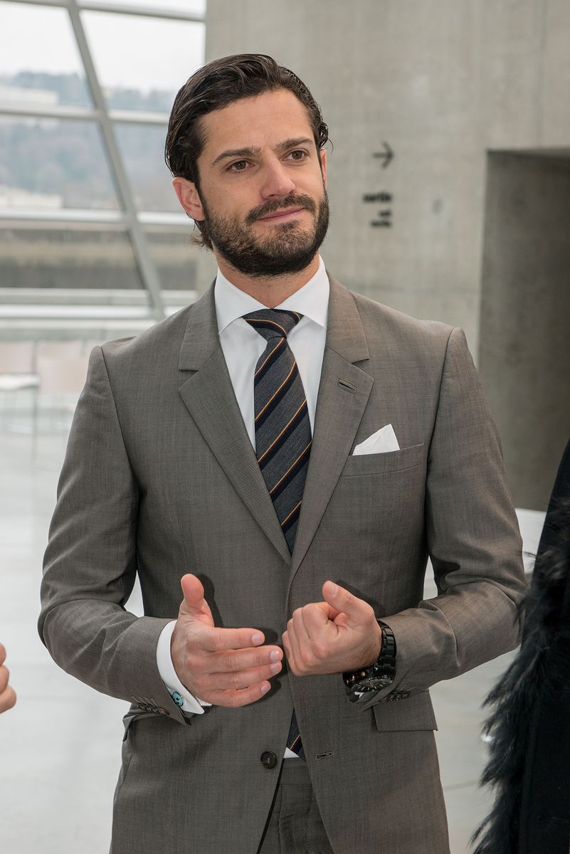 Prince Carl Philip of Sweden,visits the Lyon's Confluences Museum, science centre and anthropology museum. on January 28, 2015 in Lyon, France