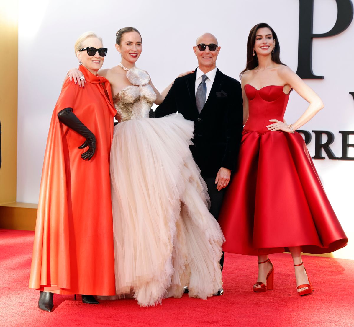 Meryl Streep, Emily Blunt, Stanley Tucci and Anne Hathaway attend "The Devil Wears Prada 2" New York Premiere on April 20, 2026 in New York City. 