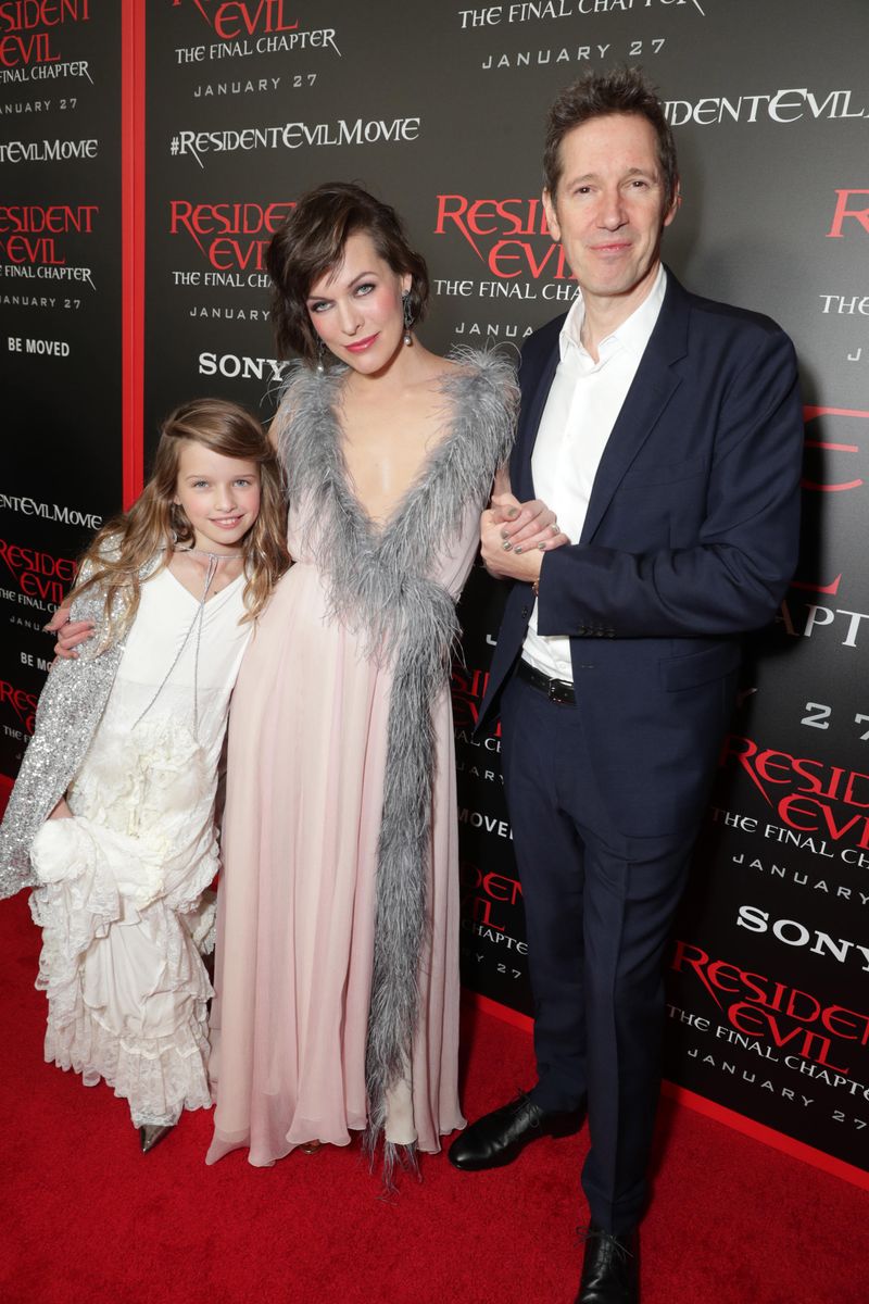 Ever Gabo Anderson, with her parents, Milla Jovovich and Paul W. S. Anderson