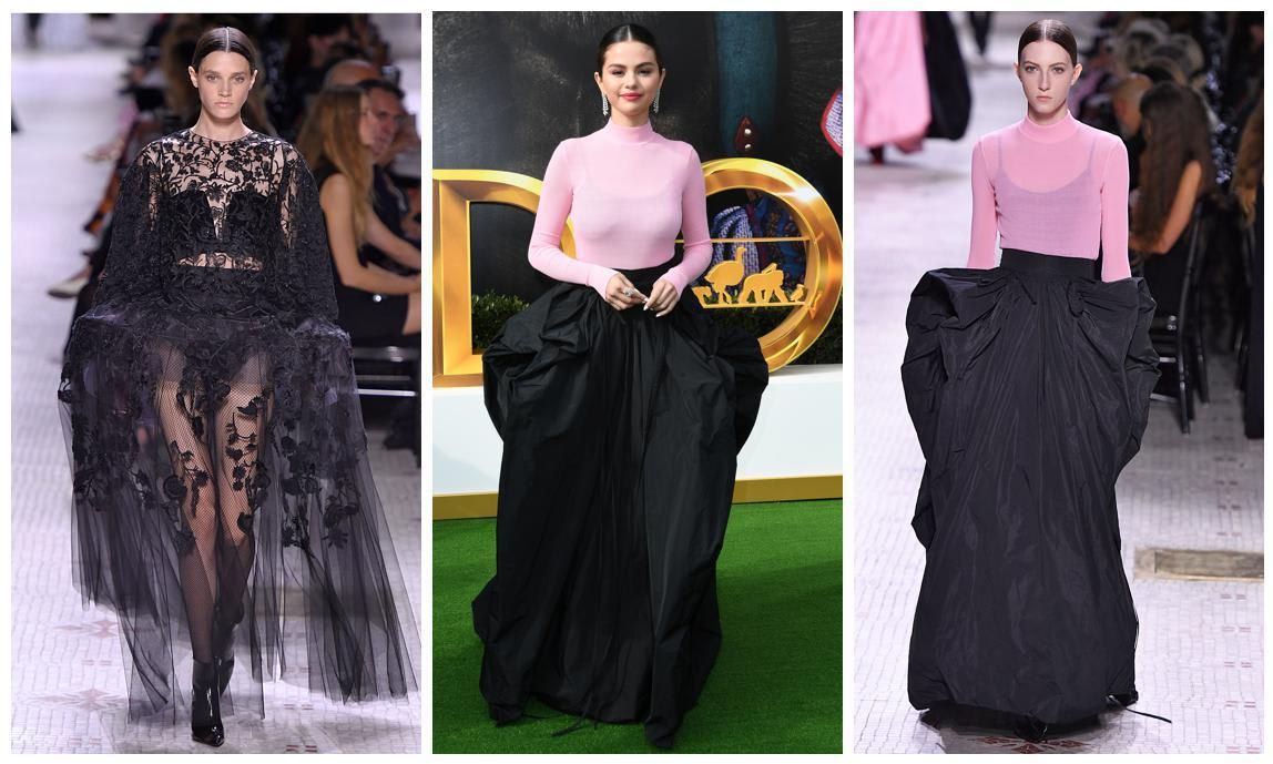 Selena Gomez wore a modern version of the pannier skirt from the Givenchy Couture Fall 2019 collection