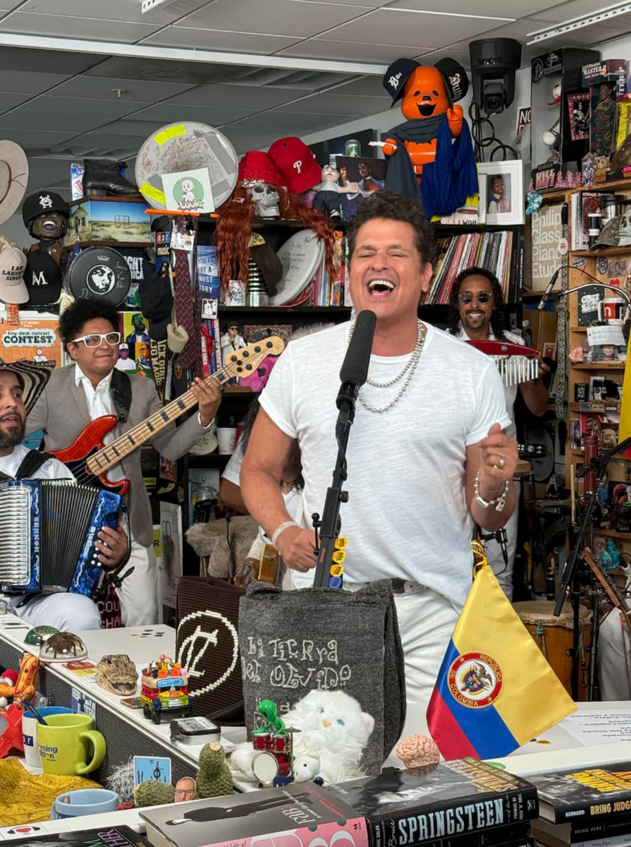 As part of NPR Music’s El Tiny series honoring Hispanic Heritage Month, Colombian music legend Carlos Vives brought his unmistakable energy to the Tiny Desk stage
