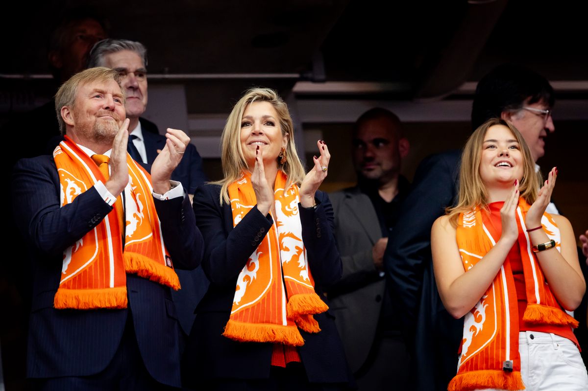 The King and Queen with their daughter Alexia at the Netherlands vs Sweden match this past World Cup