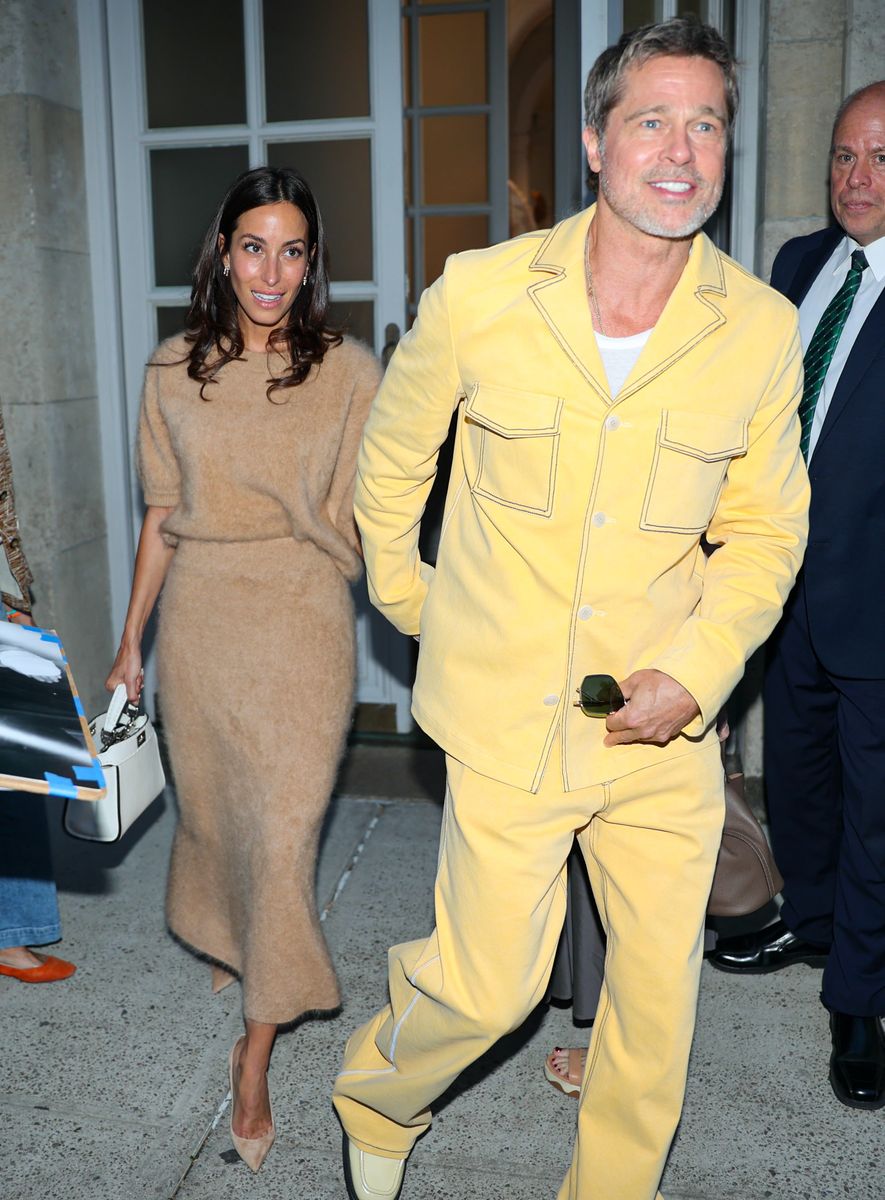 NEW YORK, NY - SEPTEMBER 09: Ines de Ramon and Brad Pitt are seen attending an Art Gallery Show on September 09, 2024 in New York City.  (Photo by Jose Perez/Bauer-Griffin/GC Images) 