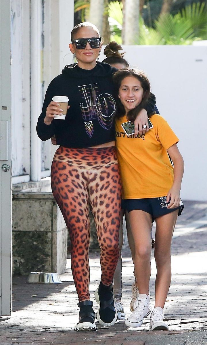 Jennifer Lopez and daughter Emme leave the gym in Miami
