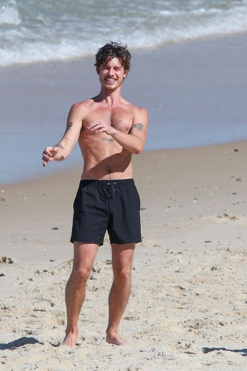 Shawn Mendes gets into the World Cup spirit while playing altinha with friends on a beach in Rio De Janeiro, Brazil.