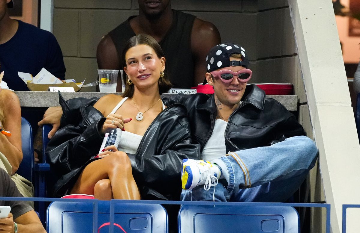 Hailey Bieber and Justin Bieber are seen at the 2023 US Open Tennis Championships on September 1, 2023 in New York City