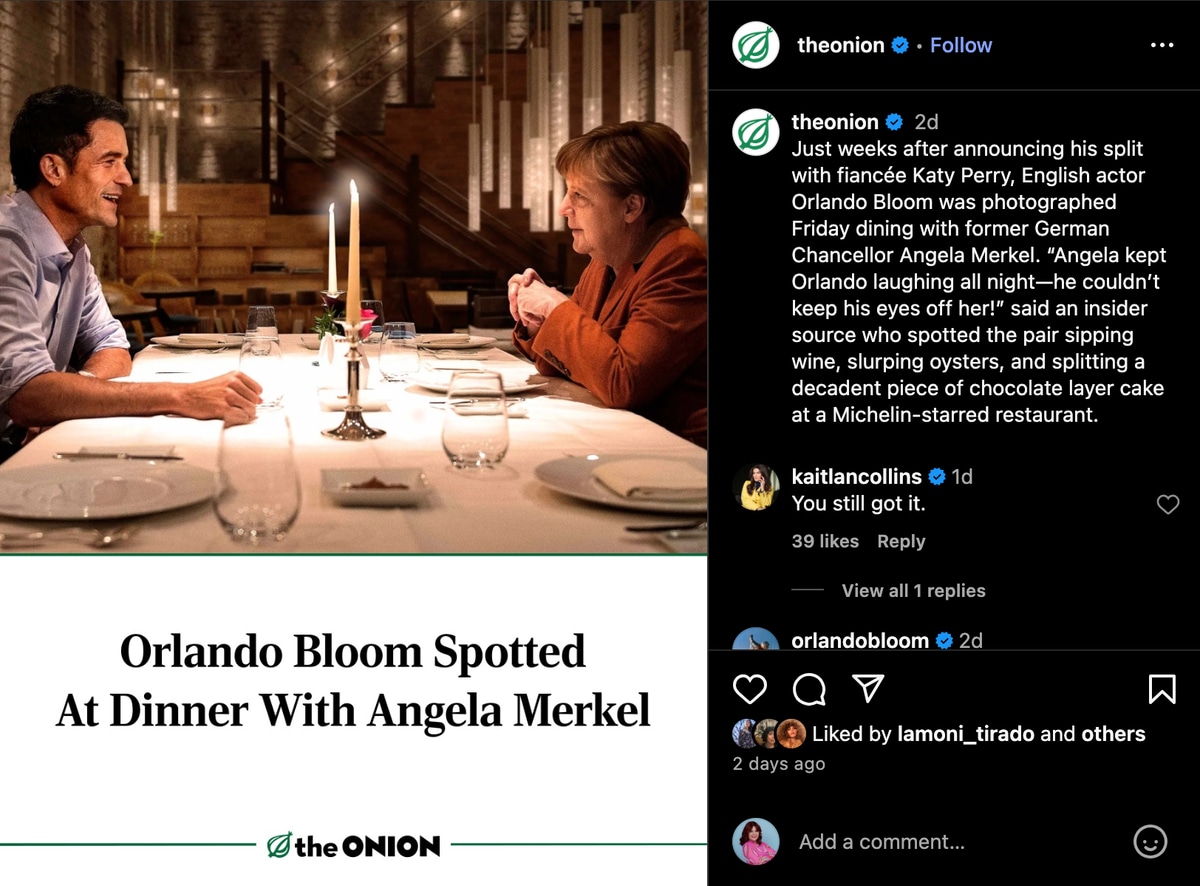 Orlando Bloom claps back at the Internet with a wink and a whole lot of self-awareness
