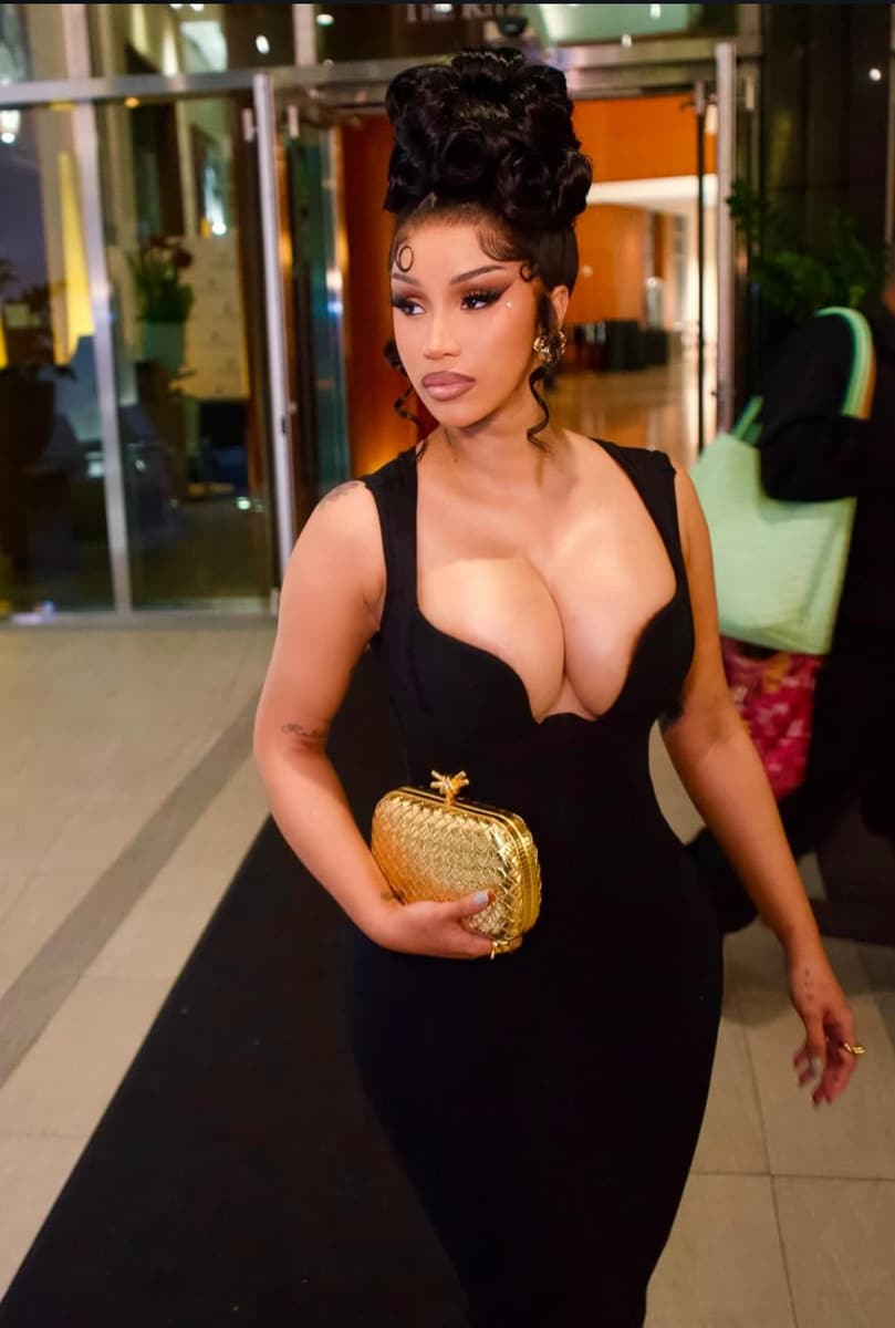 Cardi stepped out in a piece created by Candice Cuoco, a designer who clearly woke up and chose architectural drama.