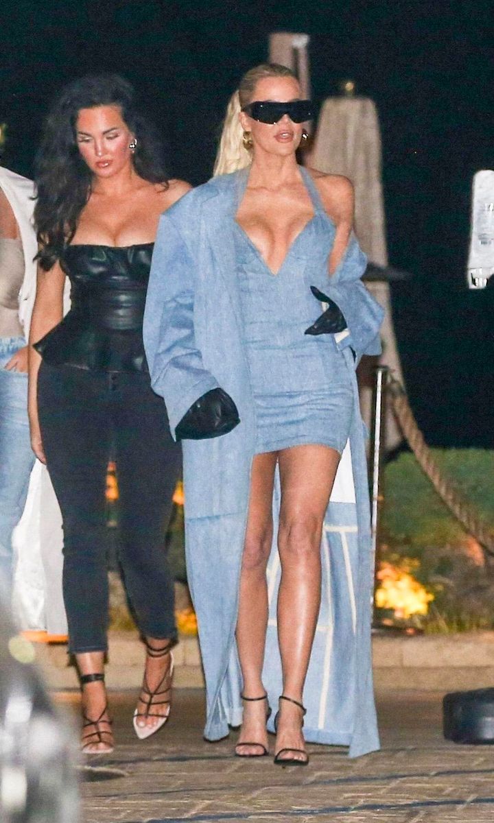 khloe kardashian denim dress Khloé Kardashian wears all-denim ensemble for night out