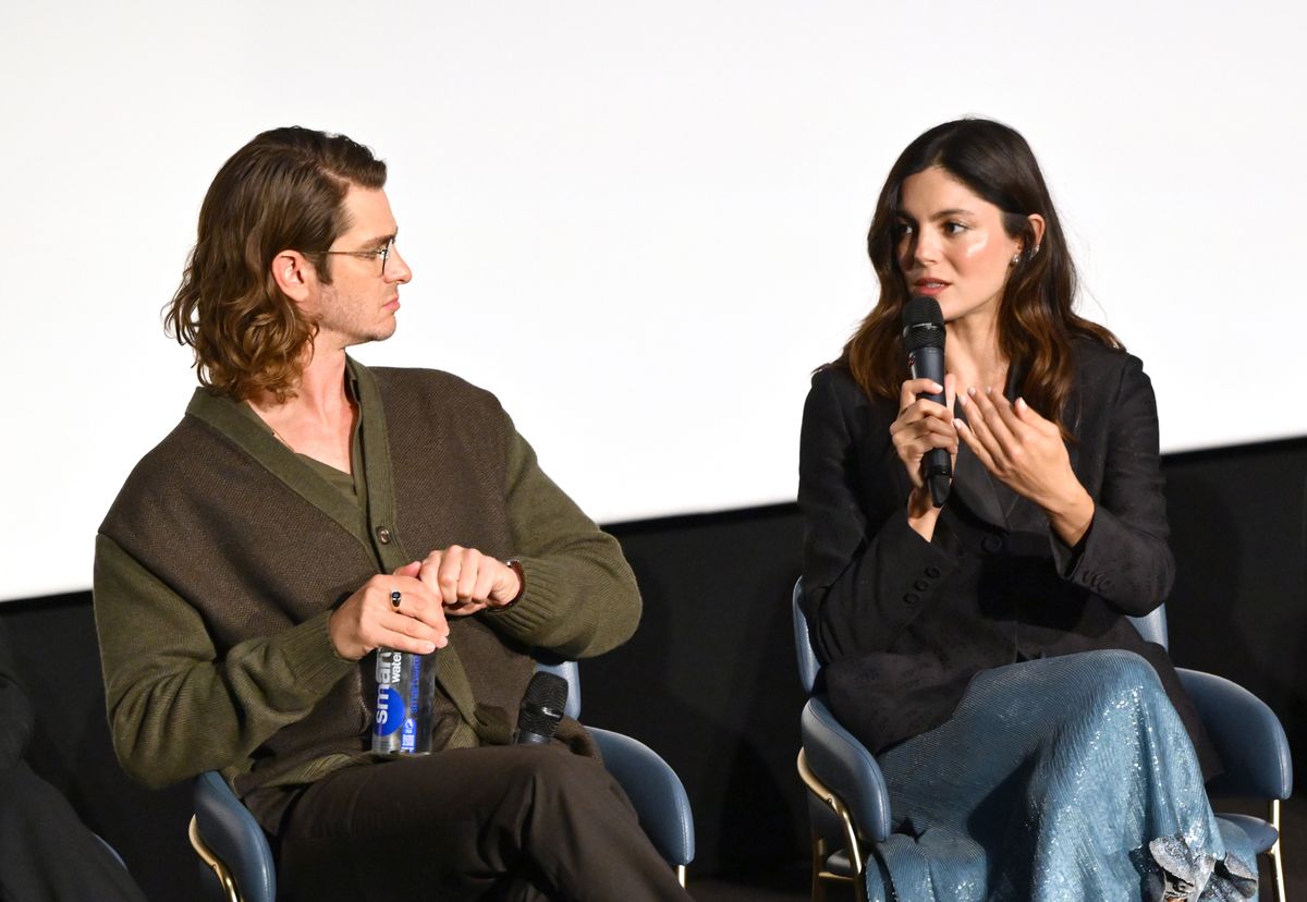 Andrew Garfield and Monica Barbaro during the "Artificial" Special Screening at Odeon Luxe West End on October 11, 2026 in London