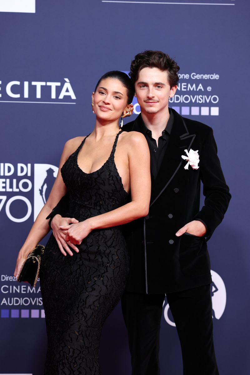 Kylie Jenner and Timothée Chalamet on the red carpet during the 70th David Di Donatello 
