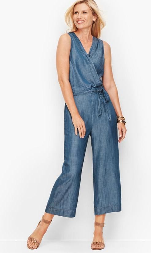 Tie-Front Jumpsuit- Denim from Talbots