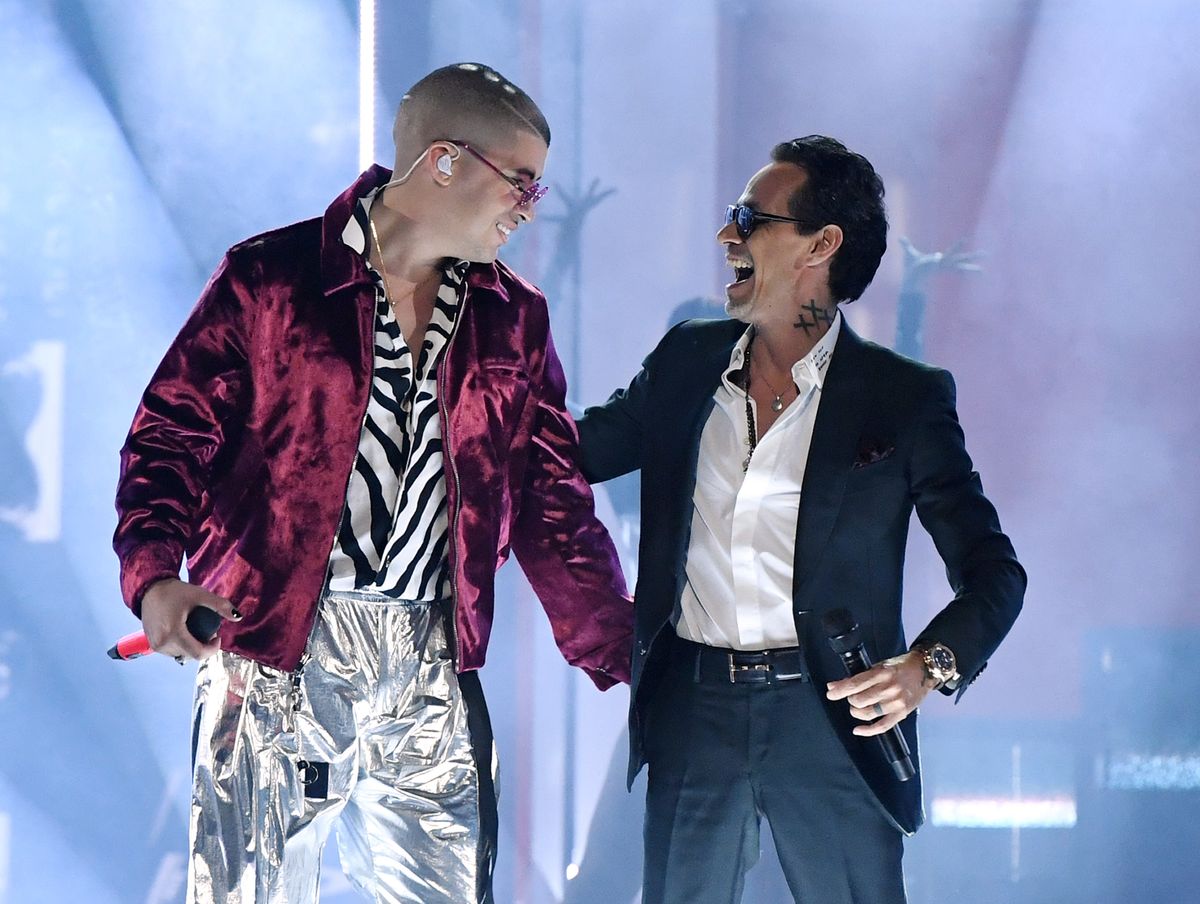 Bad Bunny and Marc Anthony shared the stage during the 19th annual Latin GRAMMY Awards in 2018