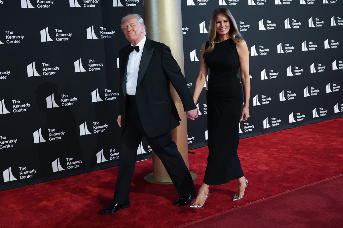 President Donald Trump and first lady Melania Trump arrive at the Kennedy Center