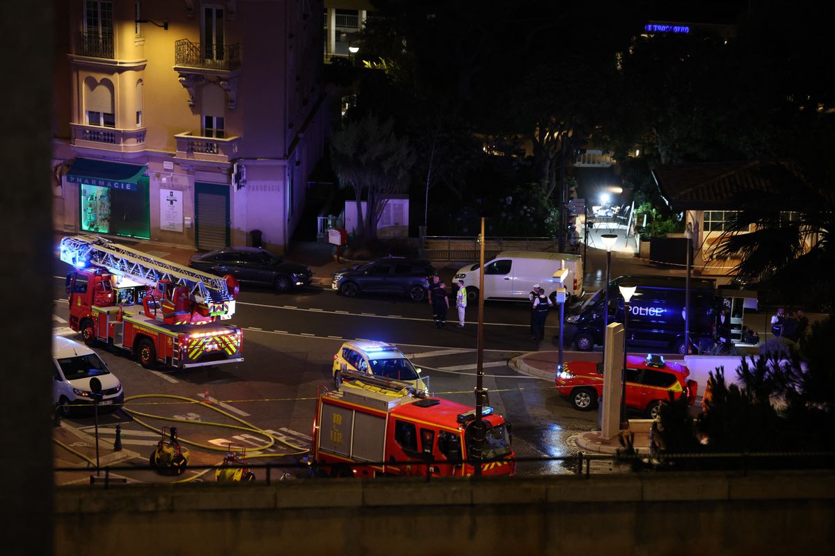 Monaco emergency services are deployed near the site of an explosion in a residential building in Monaco, near the French border, on June 29, 2026. less serious injuries. (Photo by Valery HACHE / AFP via Getty Images)