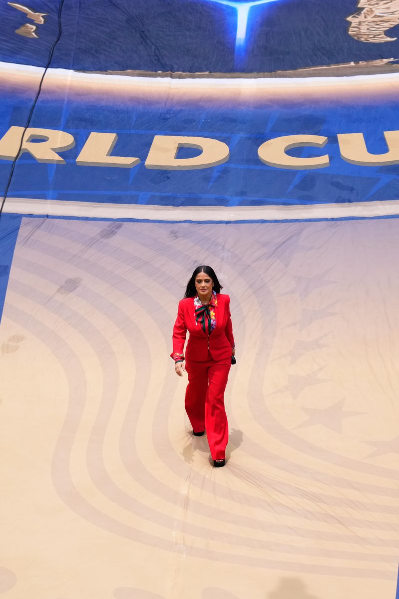 Salma Hayek enters the stage at the Opening Ceremony during the FIFA World Cup 2026 on June 11, 2026 in Mexico City