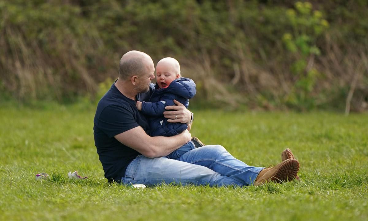 Proud dad Mike shared a sweet moment with his son.