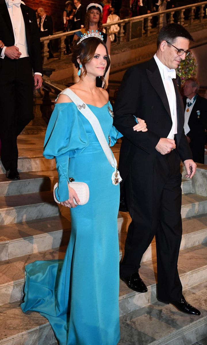 Princess Sofia stunned in a blue off the shoulder gown