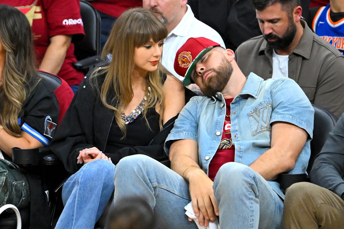 Swift and Kelce at Game Three of the NBA Finals in May 