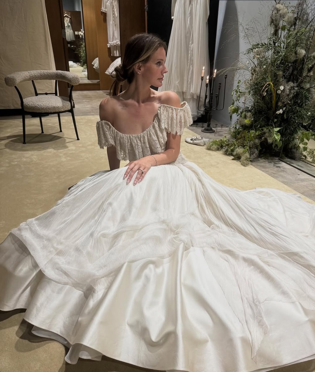 Lana Del Rey poses in her wedding dress