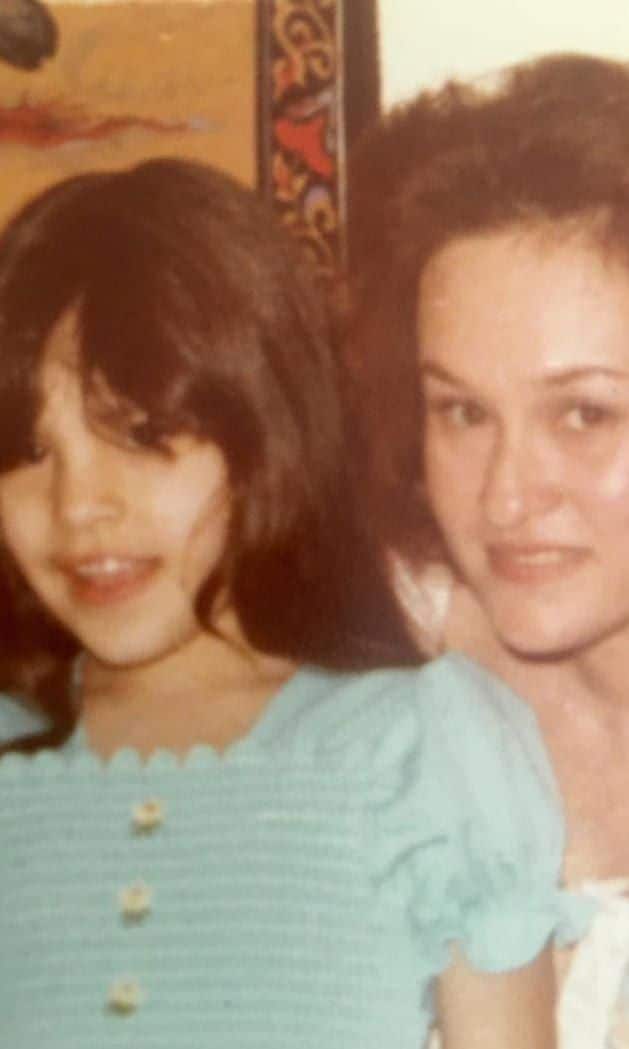 Eva Mendes as a child with her mom
