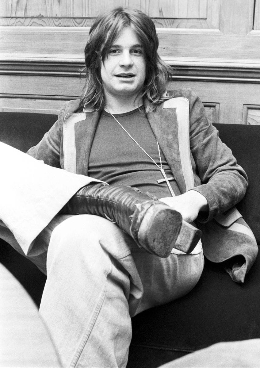 A portrait of Ozzy Osbourne of Black Sabbath being interviewed in 1975 in London. 