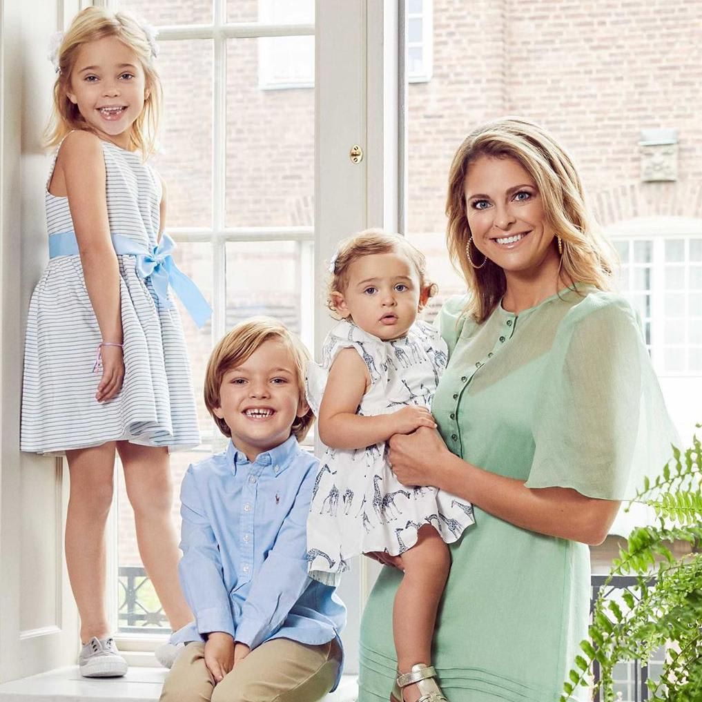 Princess Madeleine posing with her three children