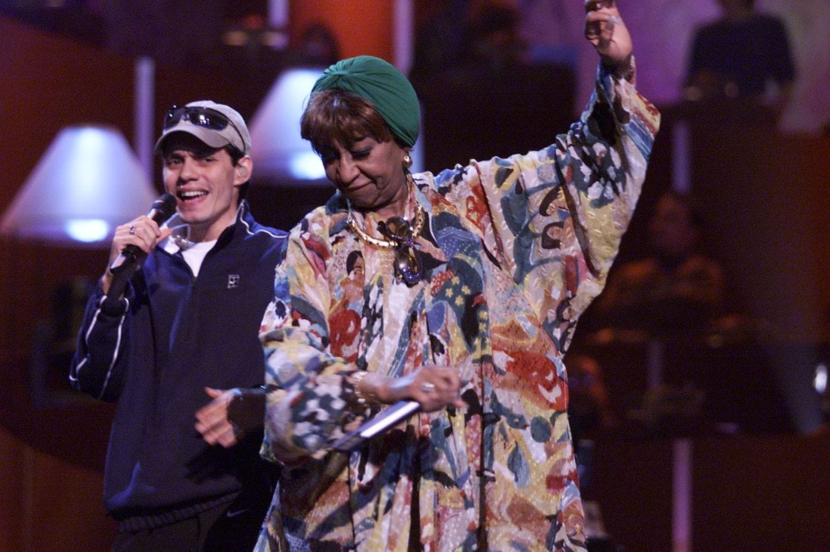 Marc Anthony and Celia Cruz rehearsing for the 'VH1 Divas Live: The One and Only Aretha Franklin' at Radio City Music Hall in New York City.