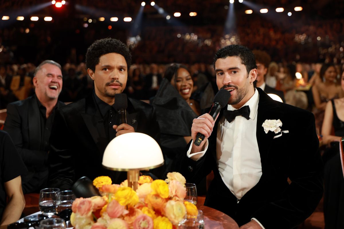 Bad Bunny redirected the conversation by asking Trevor Noah how it felt to be hosting his final Grammys after six consecutive years.