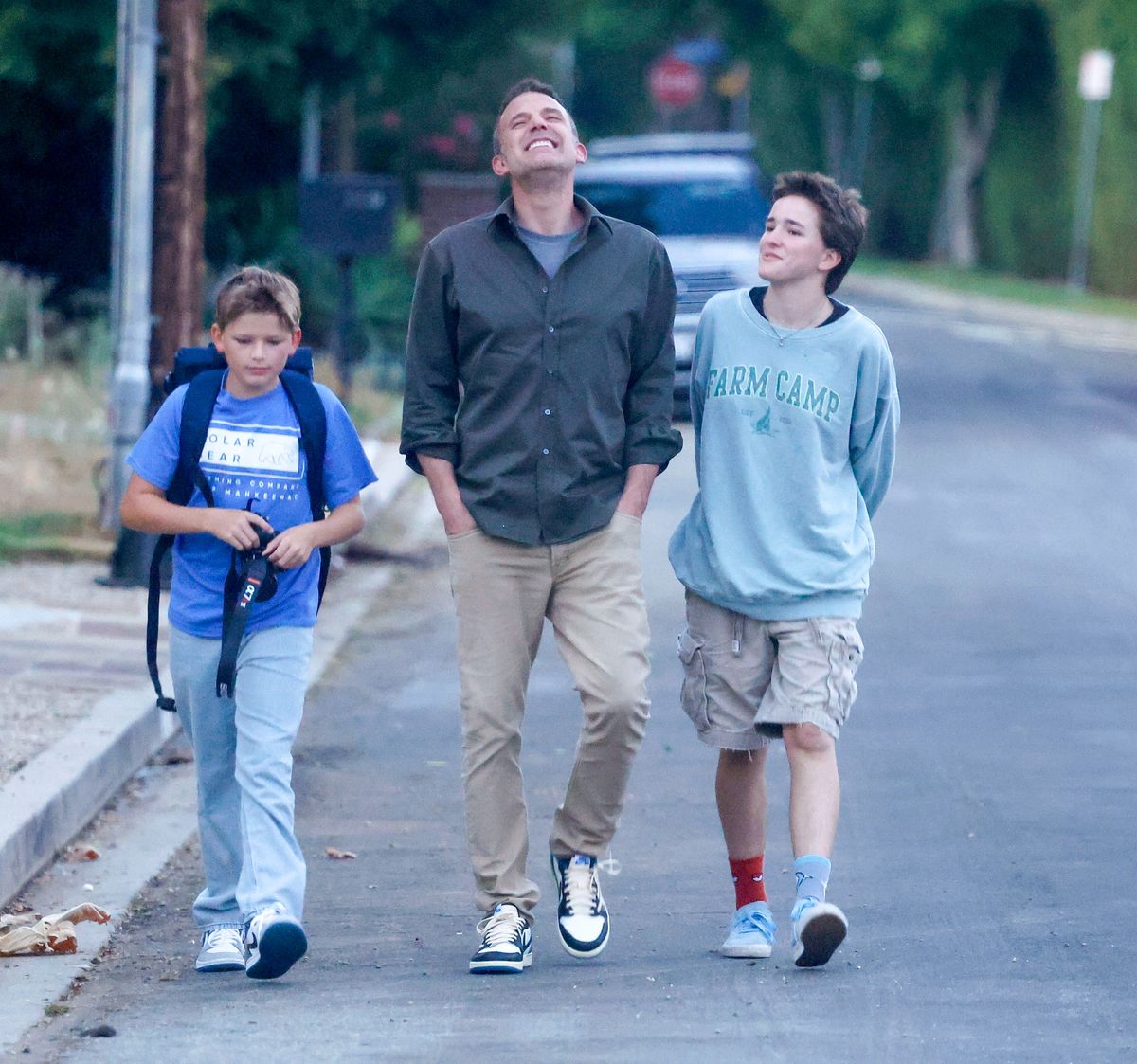 Ben Affleck walks to get ice cream with his kids, Fin and Samuel, on a Friday night after JLo files for divorce.