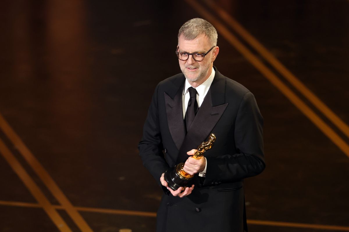 Paul Thomas Anderson accepts the Writing (Adapted Screenplay) award for "One Battle After Another" 