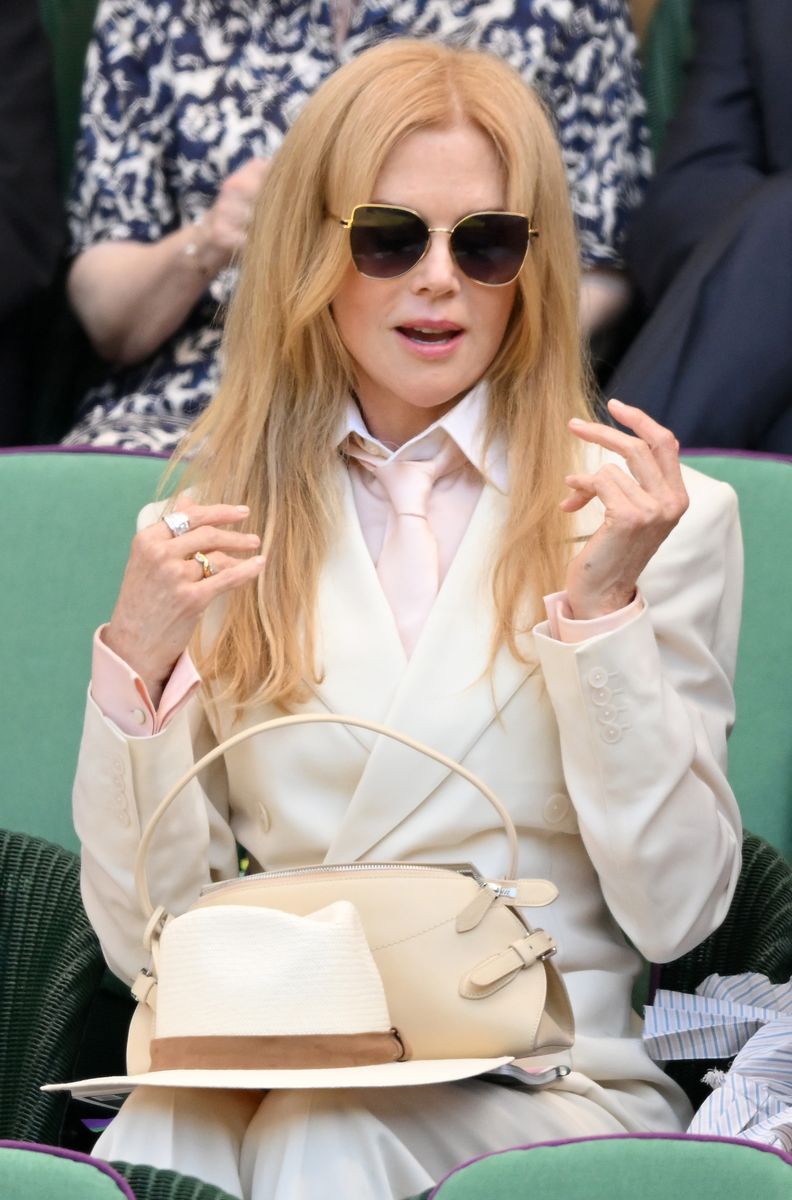 Nicole Kidman, wearing Ralph Lauren, attends day fourteen of the 2026 Wimbledon Tennis Championships