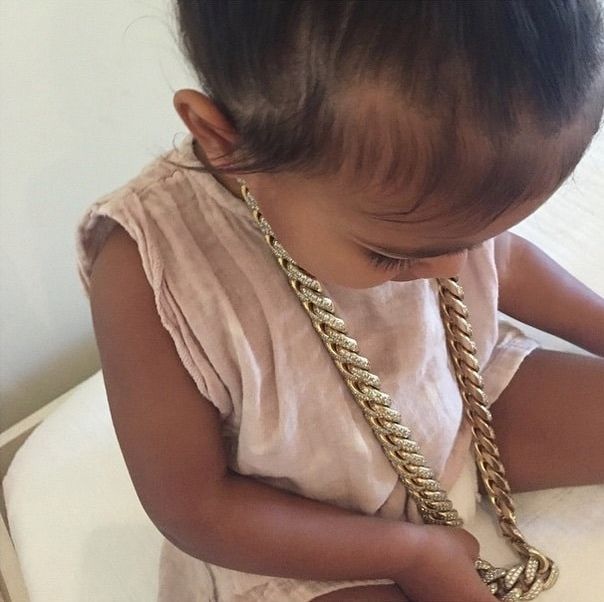 Nori isn't too young to play with a little gold and diamonds.
Photo: Instagram/@kimkardashian