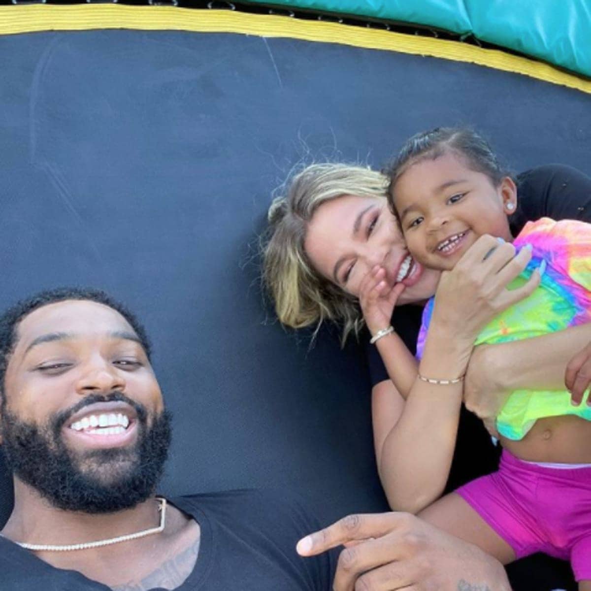 Tristan Thompson and Khloe Kardashian and their daughter, True.